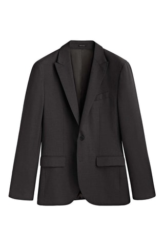Veste de costume tailleur grise en laine bi-stretch - Gris foncé