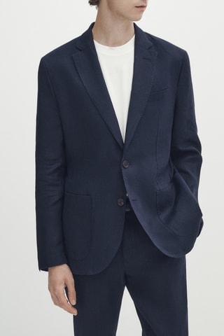 Veste de costume bleu marine 100 % lin - Bleu marine