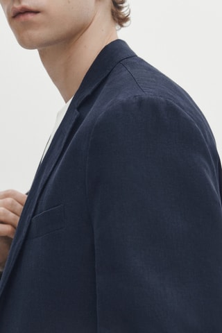 Veste de costume bleu marine 100 % lin - Bleu marine