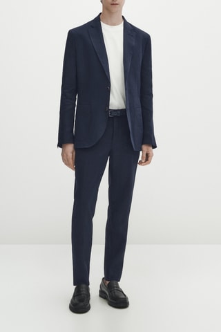 Veste de costume bleu marine 100 % lin - Bleu marine