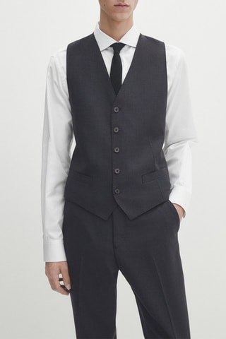 Gilet de costume en laine - Noir