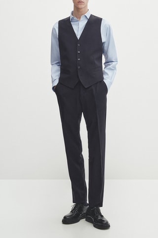 Gilet de costume en laine - Bleu marine