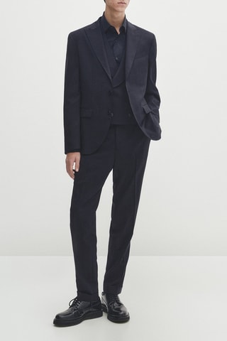 Gilet de costume en laine - Bleu marine