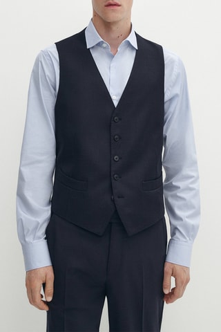 Gilet de costume en laine - Bleu marine