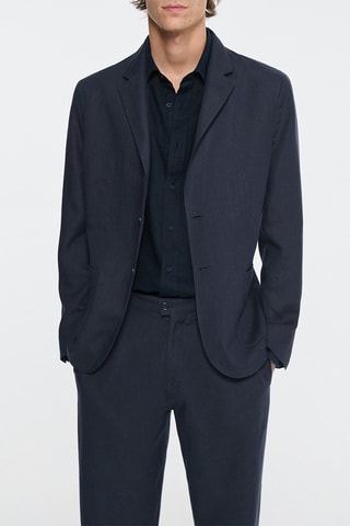 Blazer en lin - Bleu marine