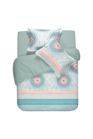 Housse de couette en coton 57 fils/cm² Claude - Vert d'eau et ciel
