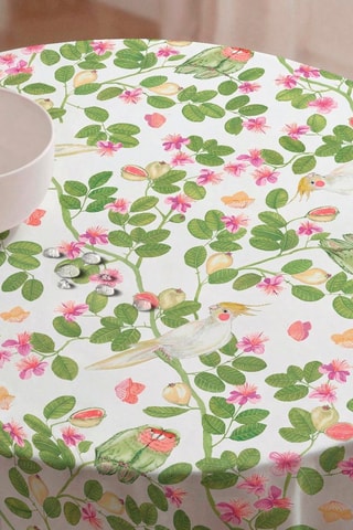 Nappe antitache ronde Flowers - Vert