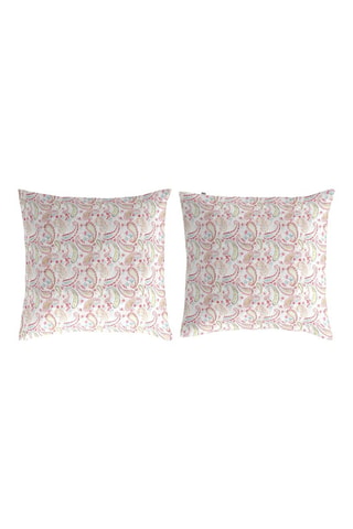 2 taies d'oreiller en coton 57 fils/cm² Harmonie - Rose et blanc