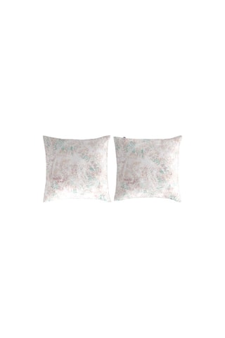 2 taies d'oreiller en coton 57 fils/cm² Palm B - Ecru et beige
