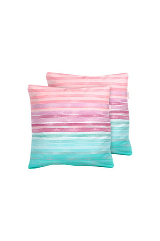 2 taies d'oreiller en coton 57 fils/cm² Elyse - Lilas et turquoise
