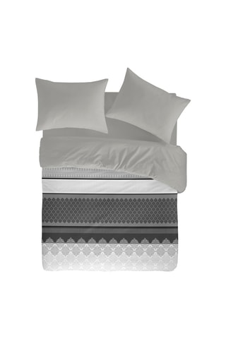 Housse de couette en coton 57 fils/cm² Marble - Blanc et gris foncé