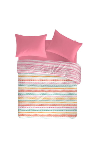 Housse de couette en coton 57 fils/cm² Tribe A-B - Ecru et orange