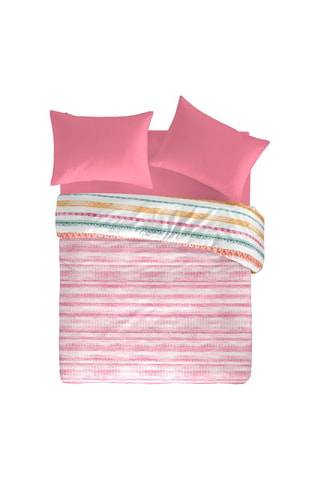 Housse de couette en coton 57 fils/cm² Tribe A-B - Ecru et orange