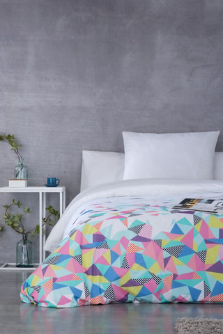 Housse de couette en coton 57 fils/cm² Echo - Blanc et fuchsia
