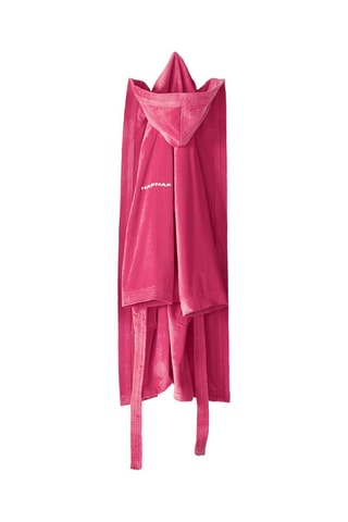 Peignoir en velours  à capuche - Fuchsia