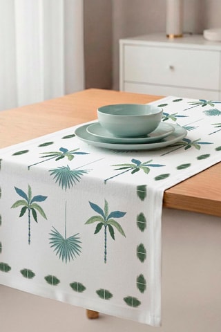Chemin de table Manyara - Vert et blanc