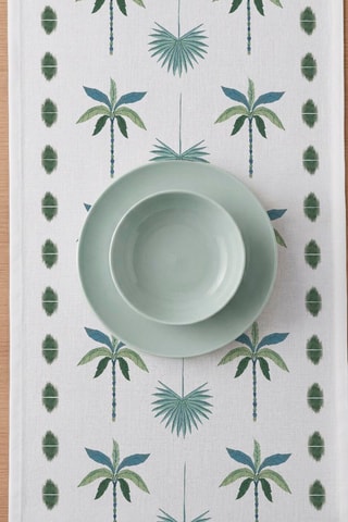 Chemin de table Manyara - Vert et blanc