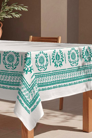 Nappe antitache Mosaic - Blanc et vert