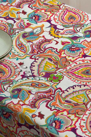 Nappe antitache India - Blanc et orange