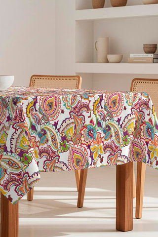 Nappe antitache India - Blanc et orange