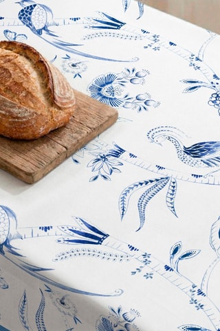 Nappe antitache Peacock - Bleu et blanc