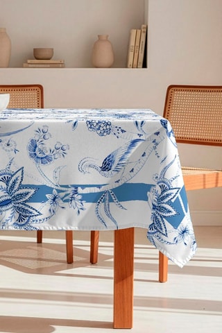 Nappe antitache Peacock - Bleu et blanc