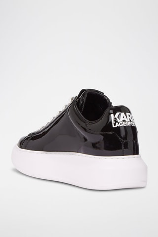 Baskets plateformes en cuir verni - Noir