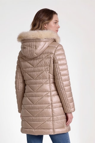 Doudoune longue à capuche - Beige