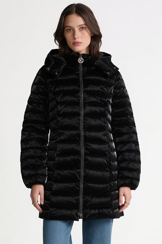 Doudoune longue à capuche - Noir