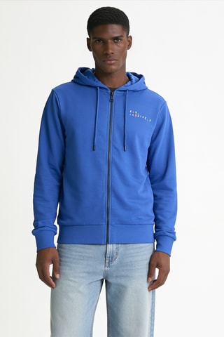 Sweat en coton biologique à capuche - Bleu