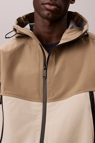 Coupe-vent à capuche - Gris clair et beige