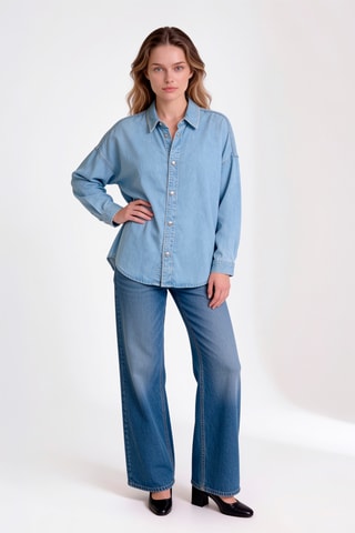 Chemise relaxed en lin relaxed Aaron - Bleu clair