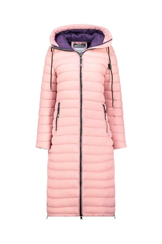 Doudoune longue à capuche Azulana - Noir et rose