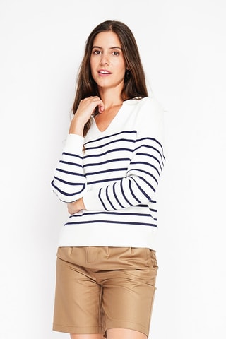 Pull oversize - Blanc et bleu
