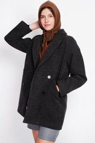 Manteau oversize en laine - Gris foncé