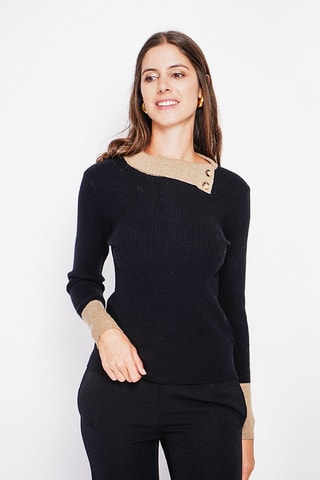 Pull - Beige et noir
