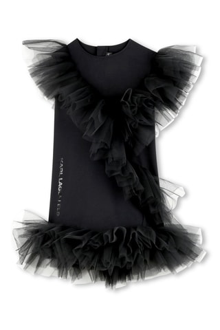Jurk met Ruches van 2 Materialen - Zwart - Karl Lagerfeld