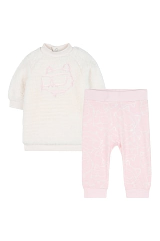 Fleece Sweaterjurk en Joggingbroek - Ecru en Roze - Karl Lagerfeld