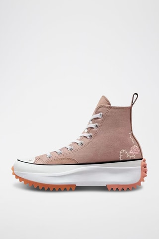 Hoge Platform Sneakers Run Star Hike HI - Roze en Wit