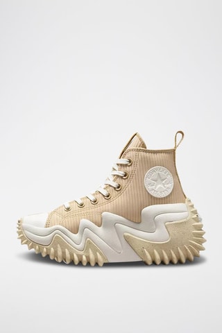 Hoge Biologisch Katoenen Platform Sneakers Run Star Motion Hi - Beige 