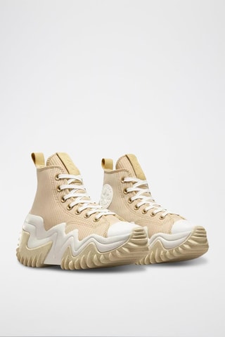 Hoge Biologisch Katoenen Platform Sneakers Run Star Motion Hi - Beige 