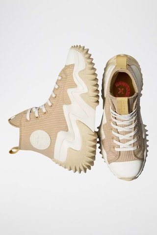Hoge Biologisch Katoenen Platform Sneakers Run Star Motion Hi - Beige 
