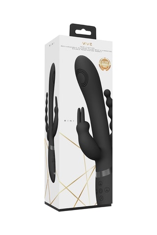 Vibrador y estimulador clitoriano y anal Rini - 
Negro - 22,3 cm