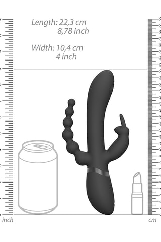 Vibrador y estimulador clitoriano y anal Rini - 
Negro - 22,3 cm