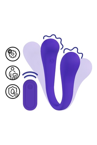 Vibrador flexible de doble extremo Loveline - Azul -­ 10 cm