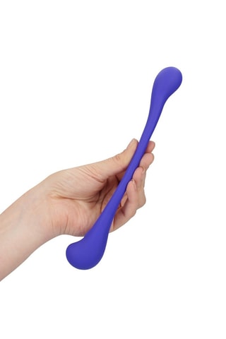 Vibrador flexible de doble extremo Loveline - Azul -­ 10 cm