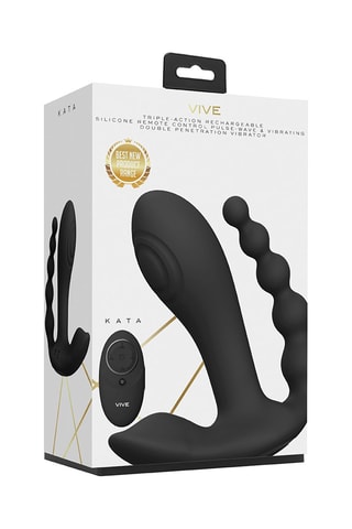 Vibrador y estimulador clitoriano y anal Kata - 
Negro - 12 cm