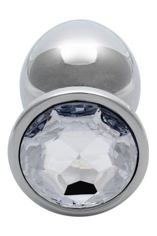 Plug anal waterproof Round Gem Butt Plug - L - Plateado - 8,1 cm