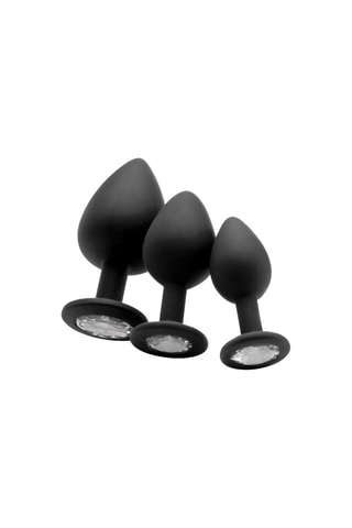 Plug anal - Negro y plateado - 7,3 x 3,2 cm