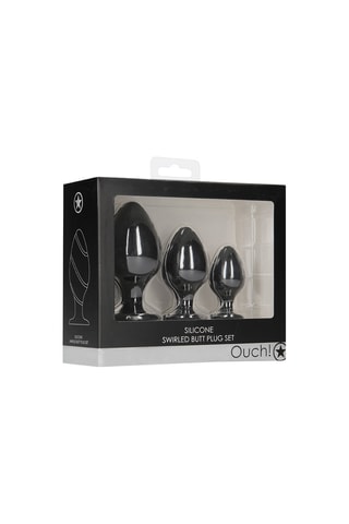 3 plugs anales - Negro - 5,2 / 6,6 / 8,3 cm